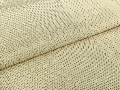 平和屋着物▽本塩沢　単衣　110亀甲　蚊絣　正絹　逸品　AABI2089jh