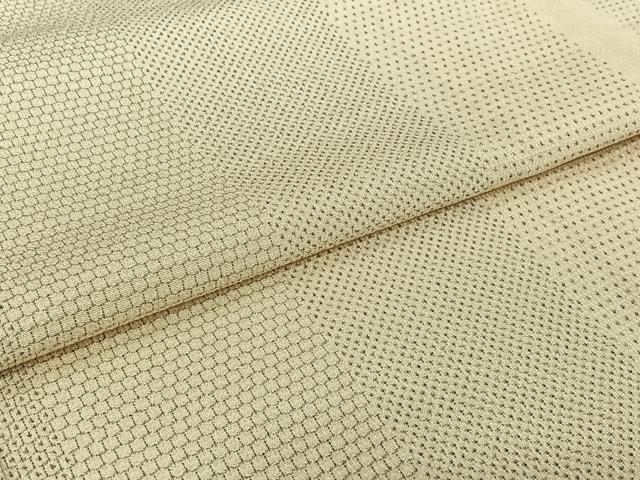 平和屋着物▽本塩沢　単衣　110亀甲　蚊絣　正絹　逸品　AABI2089jh