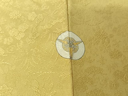 平和屋着物▽上質な色無地　単衣　草花地紋　砥粉色　正絹　逸品　AABI2093jh