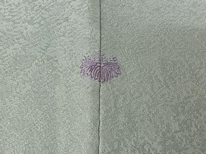 平和屋着物▽本草木染作家　瑞寶　色無地　単衣　草花地紋　暁鼠色　正絹　逸品　AABI2094jh