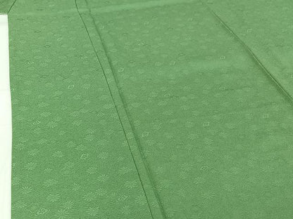 平和屋着物▽上質な色無地　単衣　舞花地紋　柳染色　正絹　逸品　AABI2095jh