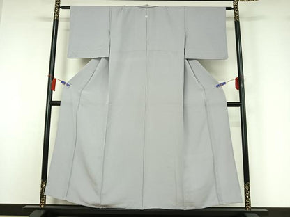 平和屋着物▽上質な色無地　単衣　暁鼠色　正絹　逸品　AABI2097jh