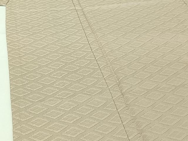 平和屋着物▽上質な色無地　単衣　菱地紋　亜麻色　正絹　逸品　AABI2100jh