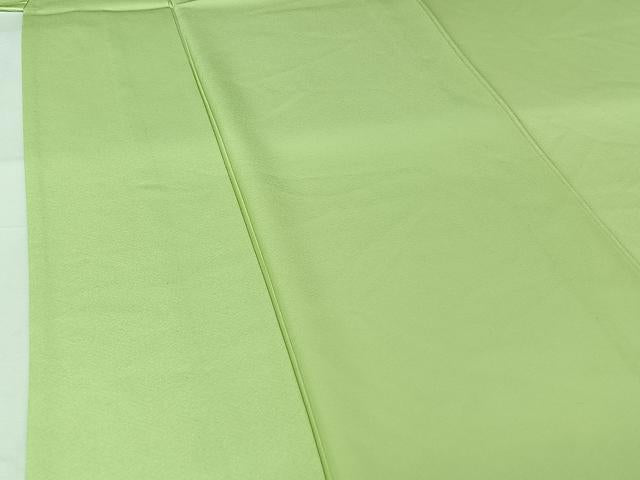 平和屋着物▽上質な色無地　単衣　若菜色　反端付き　正絹　逸品　AABI2101jh