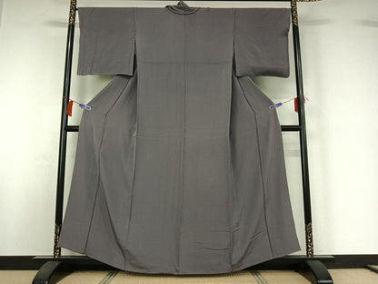 平和屋着物▽上質な色無地　単衣　紫鼠色　正絹　逸品　AABI2102jh
