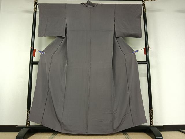 平和屋着物▽上質な色無地　単衣　紫鼠色　正絹　逸品　AABI2102jh