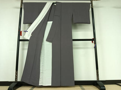 平和屋着物▽上質な色無地　単衣　紫鼠色　正絹　逸品　AABI2102jh