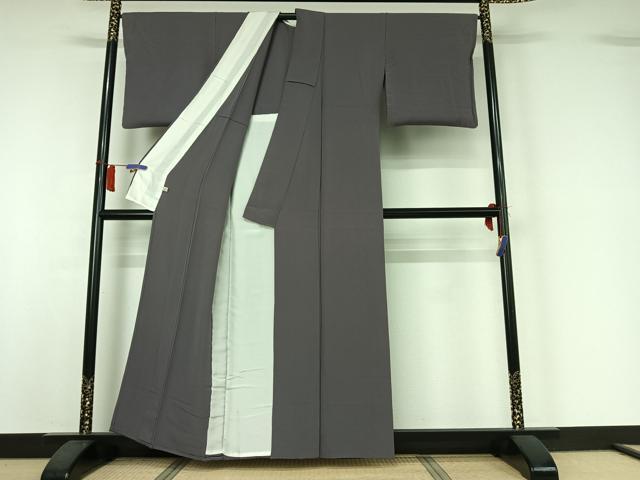 平和屋着物▽上質な色無地　単衣　紫鼠色　正絹　逸品　AABI2102jh