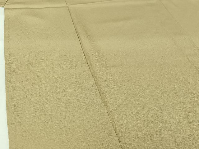 平和屋着物▽上質な色無地　単衣　白橡色　鬼しぼ縮緬　正絹　逸品　AABI2103jh