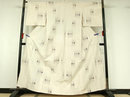 平和屋着物▽上質な紬　単衣　遠州椿　正絹　逸品　AABI2104jh