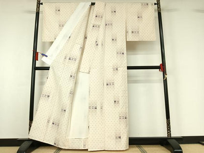 平和屋着物▽上質な紬　単衣　遠州椿　正絹　逸品　AABI2104jh