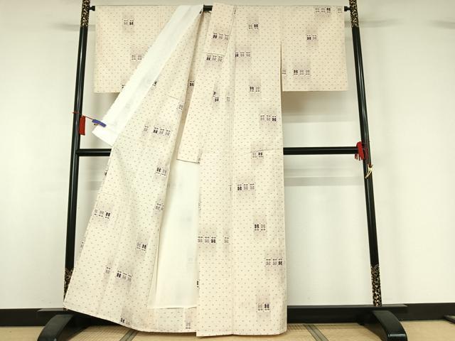 平和屋着物▽上質な紬　単衣　遠州椿　正絹　逸品　AABI2104jh