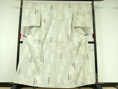 平和屋着物▽上質な紬　単衣　短冊花文　正絹　逸品　AABI2105jh