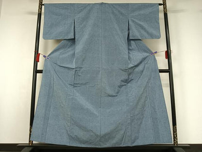 平和屋着物▽上質な紬　単衣　縞　正絹　逸品　AABI2106jh
