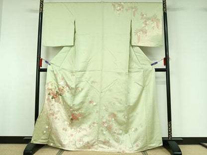 平和屋着物▽訪問着　単衣　飾花文　金彩　正絹　逸品　AABI2107jh