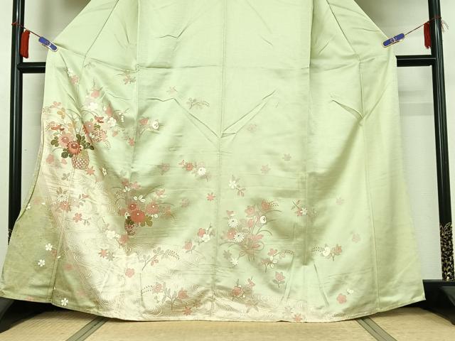 平和屋着物▽訪問着　単衣　飾花文　金彩　正絹　逸品　AABI2107jh