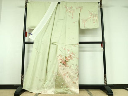 平和屋着物▽訪問着　単衣　飾花文　金彩　正絹　逸品　AABI2107jh