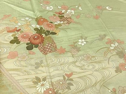 平和屋着物▽訪問着　単衣　飾花文　金彩　正絹　逸品　AABI2107jh