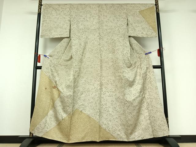 平和屋着物▽訪問着　単衣　刺繍　飾花文　金糸　銀彩　正絹　逸品　AABI2109jh