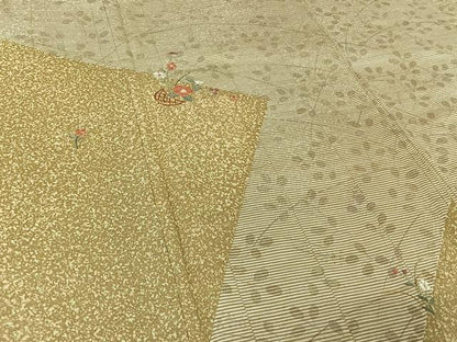 平和屋着物▽訪問着　単衣　刺繍　飾花文　金糸　銀彩　正絹　逸品　AABI2109jh