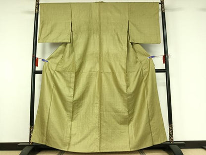平和屋着物▽上質な紬　単衣　十字絣　正絹　逸品　AABI2111jh