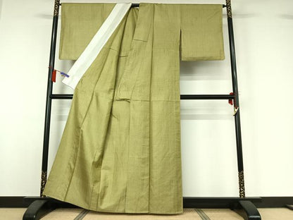 平和屋着物▽上質な紬　単衣　十字絣　正絹　逸品　AABI2111jh