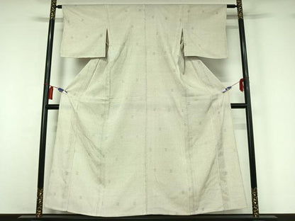 平和屋着物▽本塩沢　単衣　110亀甲　蚊絣　正絹　逸品　AABI2113jh