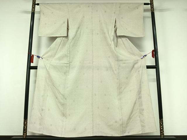 平和屋着物▽本塩沢　単衣　110亀甲　蚊絣　正絹　逸品　AABI2113jh