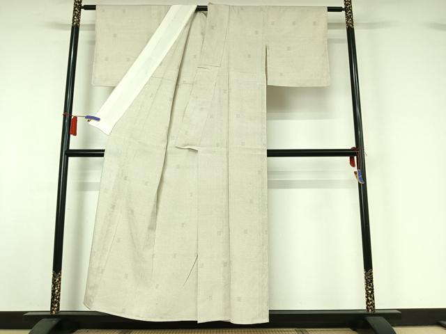 平和屋着物▽本塩沢　単衣　110亀甲　蚊絣　正絹　逸品　AABI2113jh