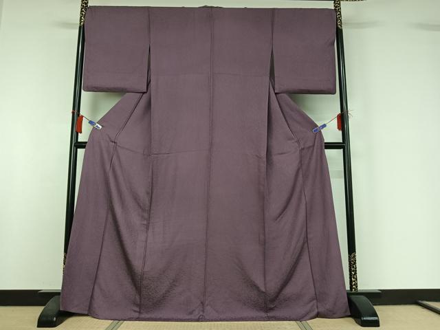 平和屋着物▽上質な色無地　単衣　葡萄鼠色　正絹　逸品　AABI2117jh