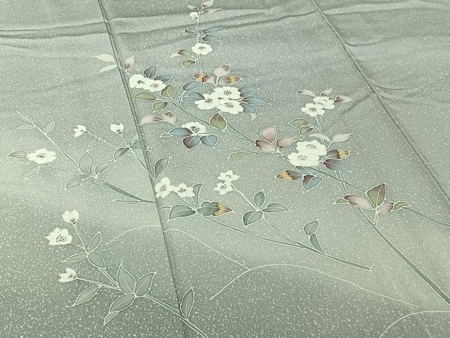 平和屋着物▽訪問着　単衣　枝花文　暈し染め　正絹　逸品　AABI2118jh