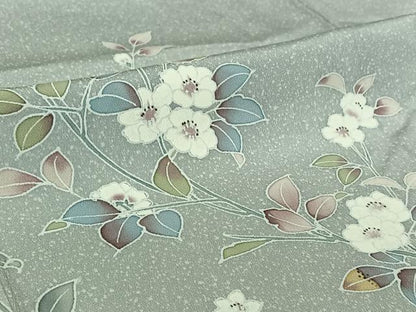 平和屋着物▽訪問着　単衣　枝花文　暈し染め　正絹　逸品　AABI2118jh