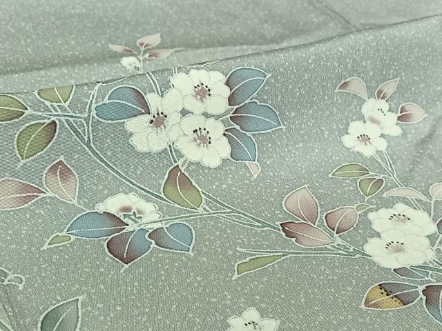 平和屋着物▽訪問着　単衣　枝花文　暈し染め　正絹　逸品　AABI2118jh