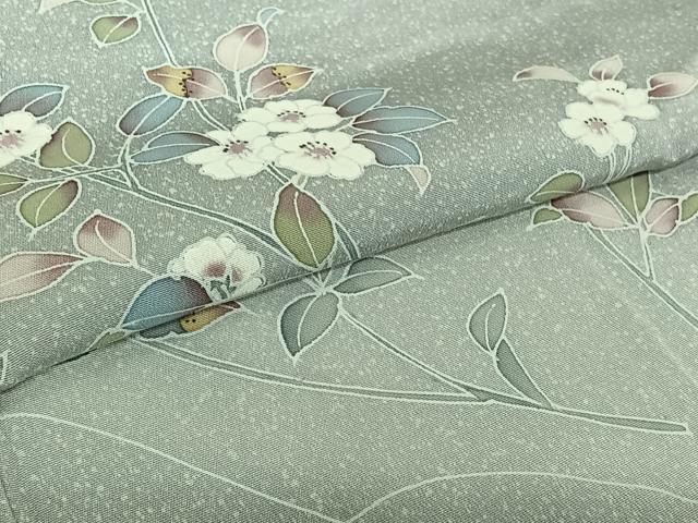 平和屋着物▽訪問着　単衣　枝花文　暈し染め　正絹　逸品　AABI2118jh