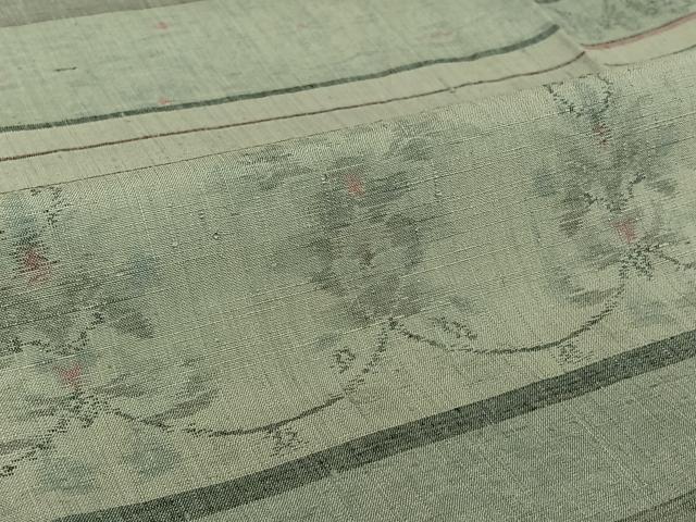 平和屋着物▽上質な紬　単衣　横段花文　正絹　逸品　AABI2119jh