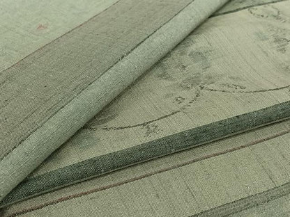 平和屋着物▽上質な紬　単衣　横段花文　正絹　逸品　AABI2119jh