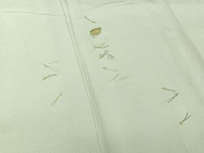 平和屋着物▽豪華色留袖　単衣　駒刺繍　吹き寄せ文　正絹　逸品　AABI2121jh