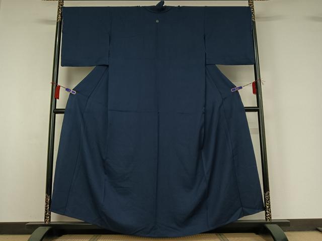 平和屋着物▽上質な色無地　単衣　留紺色　正絹　逸品　未使用　AABI2122jh