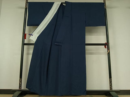 平和屋着物▽上質な色無地　単衣　留紺色　正絹　逸品　未使用　AABI2122jh