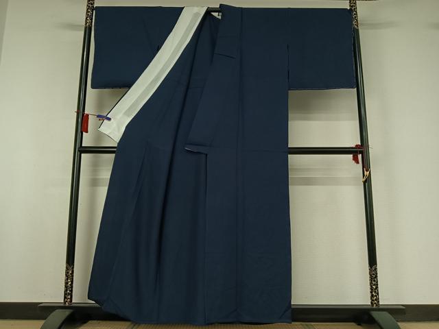 平和屋着物▽上質な色無地　単衣　留紺色　正絹　逸品　未使用　AABI2122jh