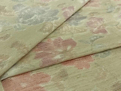 平和屋着物▽上質な紬　単衣　草花文　正絹　逸品　AABI2124jh