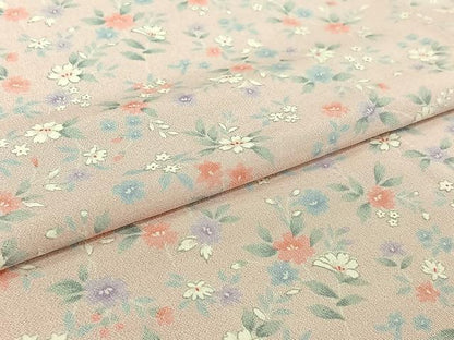 平和屋着物▽お召　単衣　草花文　正絹　逸品　AABI2128jh