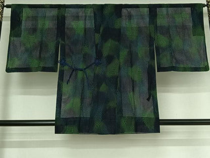 平和屋着物▽道中着　スリーシーズン　春夏秋　塵除け　霞文　正絹　逸品　AABI2130jh
