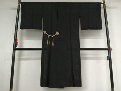 平和屋着物▽道中着　スリーシーズン　春夏秋　塵除け　縞　ロング丈　正絹　逸品　AABI2131jh