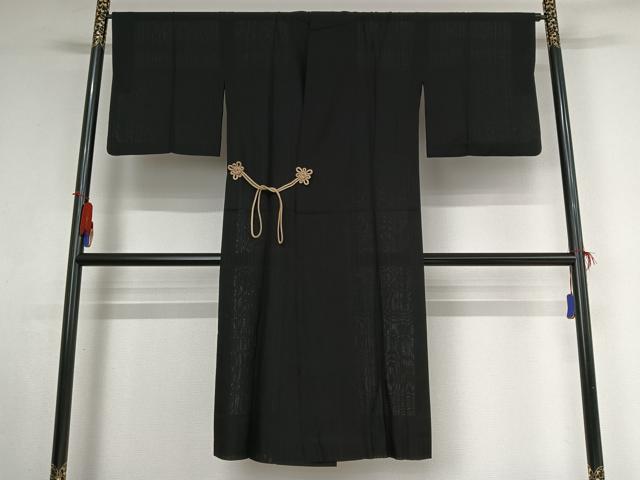 平和屋着物▽道中着　スリーシーズン　春夏秋　塵除け　縞　ロング丈　正絹　逸品　AABI2131jh