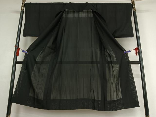 平和屋着物▽道中着　スリーシーズン　春夏秋　塵除け　縞　ロング丈　正絹　逸品　AABI2131jh