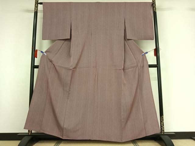 平和屋着物▽上質な小紋　単衣　縞　正絹　逸品　AABI2132jh