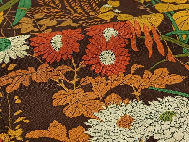平和屋着物▽小紋　単衣　手描き　草花文　AABI2135jh