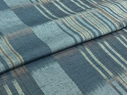 平和屋着物▽上質な紬　単衣　横段文　正絹　逸品　AABI2136jh