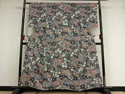 平和屋着物▽上質な小紋　単衣　絞り　辻が花　正絹　逸品　AABI2137jh